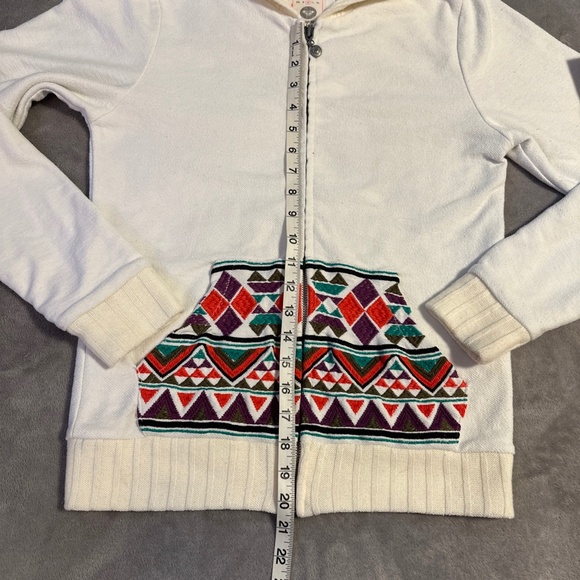Roxy Y2K Zip-Up Hoodie Sweater Women's Medium White Retro Snowboard Surf Beach - Picture 3 of 8